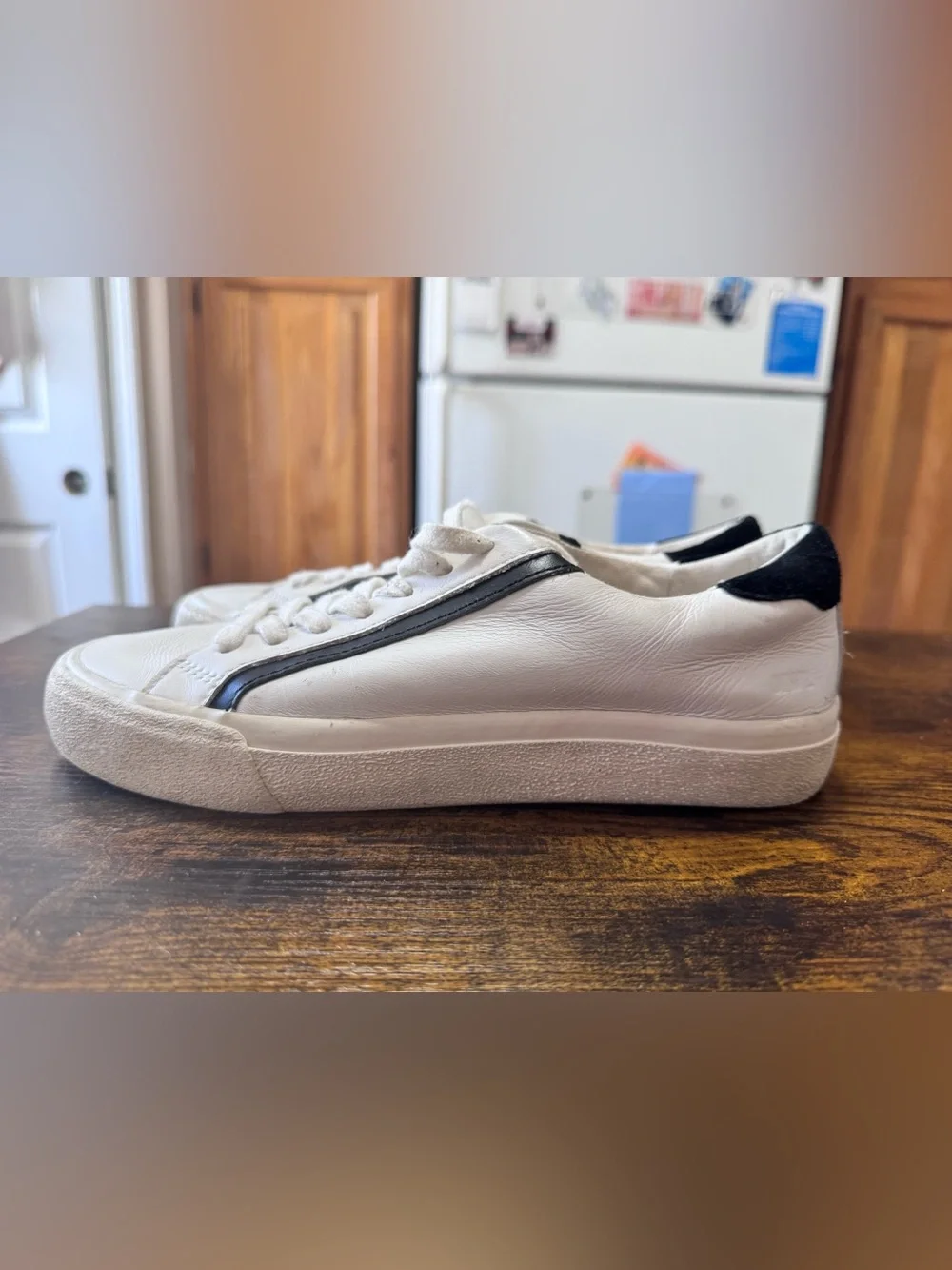 Madewell Sidewalk Low-Top Leather Sneakers White Black w6/m4.5